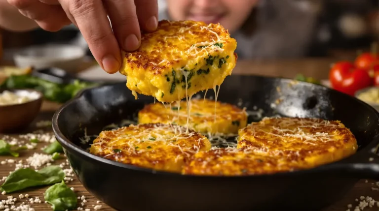 La polenta se cuisine aussi en galettes aux légumes et au fromage : voici comment je fais