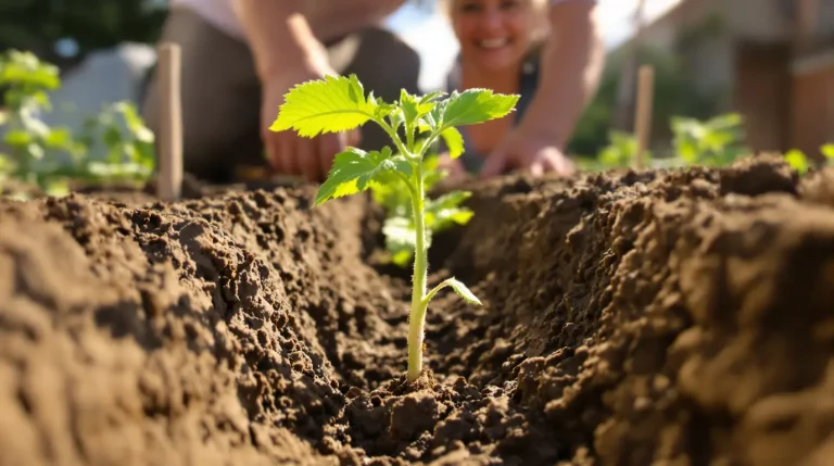 « Tu plantes tes tomates debout ? » Depuis qu’un voisin m’a montré la position couchée, mes plants sont plus vigoureux
